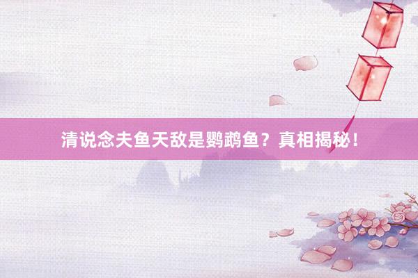 清说念夫鱼天敌是鹦鹉鱼？真相揭秘！